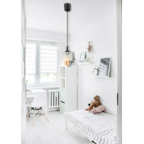 BERGE Stropná závesná lampa lustera 100cm 1xe27 sklenený tyčinidlo v obraze biely