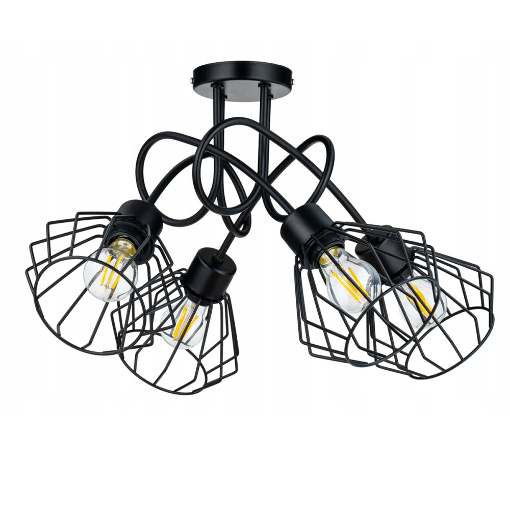 BERGE Závesná lampa do LOFT s 4x diamantovo čierna