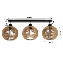 BERGE Stropné svietidlo LED luster nastaviteľný drevený 3xe27