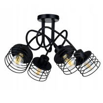 BERGE Závesná lampa na strop LOFT 4x čierna pružina