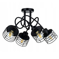 BERGE Závesná lampa na strop LOFT 4x čierna pružina