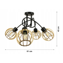 BERGE Závesná lampa na strop LOFT 4x malá drevená guľa
