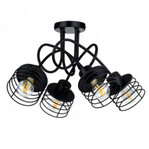 BERGE Závesná lampa na strop LOFT 4x čierna pružina