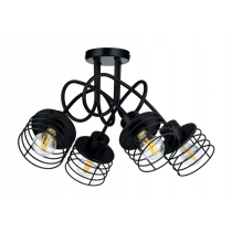 BERGE Závesná lampa na strop LOFT 4x čierna pružina