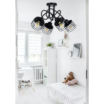 BERGE Závesná lampa na strop LOFT 4x čierna pružina