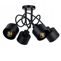 BERGE Závesná lampa na strop LOFT, 4x čierny hrnček