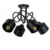 BERGE Závesná lampa na strop LOFT, 4x čierny hrnček