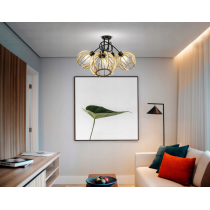 BERGE Závesná lampa na strop LOFT 4x veľká drevená guľa