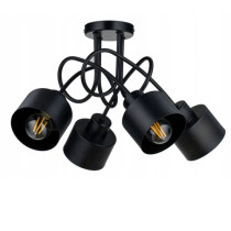 BERGE Závesná lampa na strop LOFT, 4x čierny hrnček