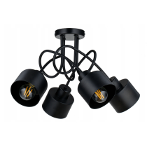 BERGE Závesná lampa na strop LOFT, 4x čierny hrnček