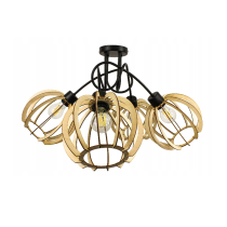 BERGE Závesná lampa na strop LOFT 4x veľká drevená guľa