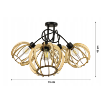 BERGE Závesná lampa na strop LOFT 4x veľká drevená guľa