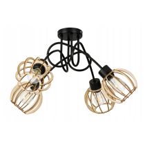 BERGE Závesná lampa na strop LOFT 4x veľká drevená guľa