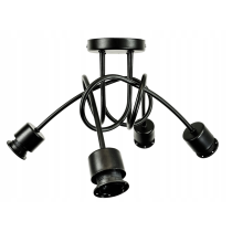 BERGE Závesná lampa na strop LOFT, 4x čierny hrnček