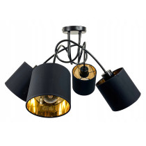 BERGE Závesná lampa na strop LOFT, zvité zlaté tienidlo, 4xe27, do izby, lustera