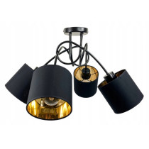 BERGE Závesná lampa na strop LOFT, zvité zlaté tienidlo, 4xe27, do izby, lustera