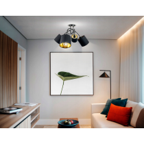 BERGE Závesná lampa na strop LOFT, zvité zlaté tienidlo, 4xe27, do izby, lustera