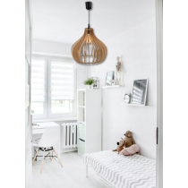 BERGE Závesný stropný lumper LED E27 nastaviteľný 0-100cm drevené tienidlo