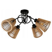 BERGE LED LOFT lampa kutčasta 4xe27 drevená kužeľ