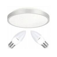 BERGE LED stropné svietidlo semo-r silver - 2xe27 ip20 + 2xe27 10w sviečka - teplá biela