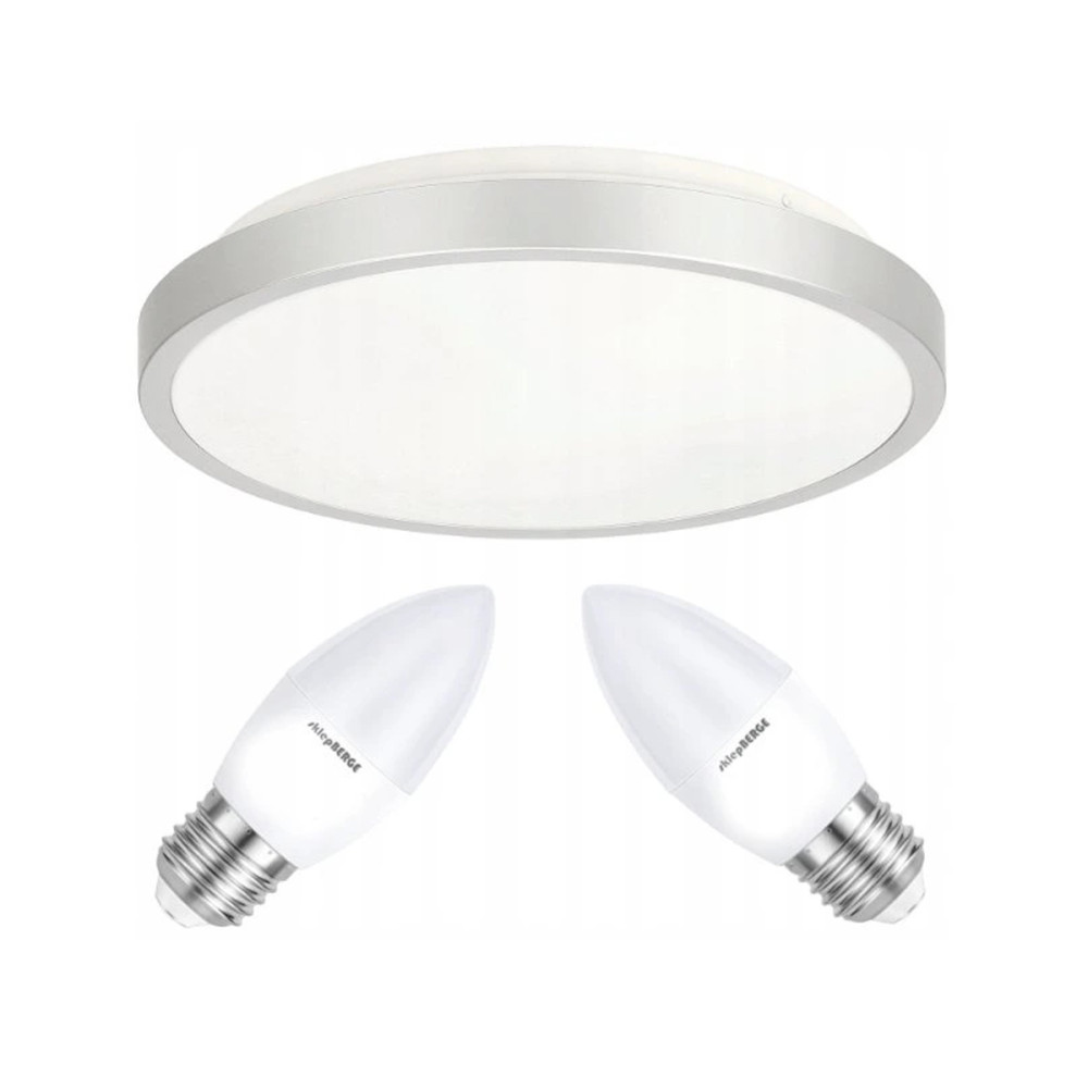 BERGE LED stropné svietidlo semo-r silver - 2xe27 ip20 + 2xe27 10w sviečka - teplá biela