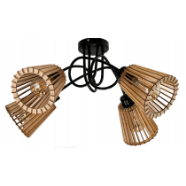 BERGE LED LOFT lampa kutčasta 4xe27 drevená kužeľ