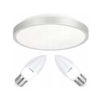 BERGE LED stropné svietidlo semo-r silver - 2xe27 ip20 + 2xe27 10w sviečka - teplá biela