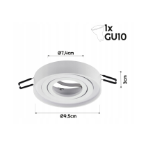 BERGE Pohyblivé zapustené svietidlo GU10 s 3w žiarovkou - teplá farba
