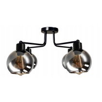 BERGE Sklenená stropná lampa s LED žiarovkami, 4xe27 - dymová guľa