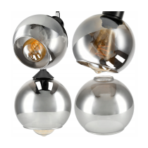 BERGE Sklenená stropná lampa s LED žiarovkami, 4xe27 - dymová guľa