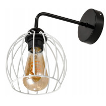 BERGE Čierna LED nástenná lampa LOFT edison + biele tienidlo 1xe27