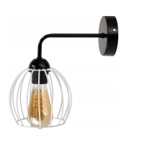 BERGE Čierna LED nástenná lampa LOFT edison + biele tienidlo 1xe27