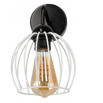 BERGE Čierna LED nástenná lampa LOFT edison + biele tienidlo 1xe27