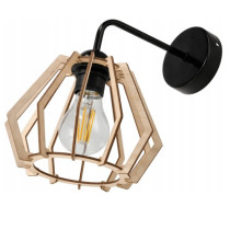 BERGE Drevená nástenná lampa čierna LED nad zrkadlo E27 drevená nástenná lampa