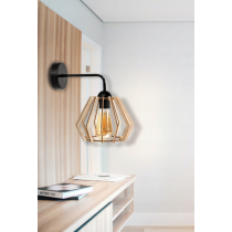 BERGE Drevená nástenná lampa čierna LED nad zrkadlo E27 drevená nástenná lampa