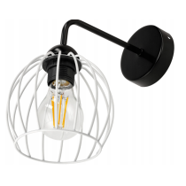 BERGE Čierna LED nástenná lampa LOFT edison + biele tienidlo 1xe27