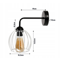 BERGE Čierna LED nástenná lampa LOFT edison + biele tienidlo 1xe27