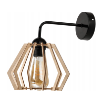 BERGE Drevená nástenná lampa čierna LED nad zrkadlo E27 drevená nástenná lampa