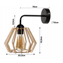 BERGE Drevená nástenná lampa čierna LED nad zrkadlo E27 drevená nástenná lampa