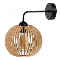 BERGE Nástenná lampa 1x E27 edison LED nad zrkadlo s dreveným tienidlom