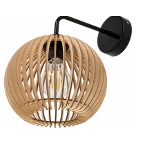 BERGE Nástenná lampa 1x E27 edison LED nad zrkadlo s dreveným tienidlom