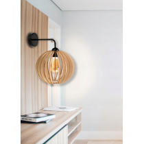 BERGE LED nástenné svietidlo 1x E27 LOFT edison drevená guľa