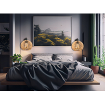 BERGE Nástenná lampa 1x E27 edison LED nad zrkadlo s dreveným tienidlom