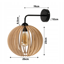BERGE LED nástenné svietidlo 1x E27 LOFT edison drevená guľa