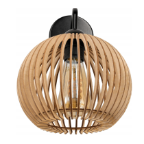 BERGE Nástenná lampa 1x E27 edison LED nad zrkadlo s dreveným tienidlom