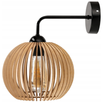 BERGE Nástenná lampa 1x E27 edison LED nad zrkadlo s dreveným tienidlom