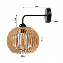 BERGE Nástenná lampa 1x E27 edison LED nad zrkadlo s dreveným tienidlom