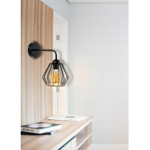 BERGE Nástenná lampa 1x E27 LOFT edison LED nad zrkadlo, drôtená guľa