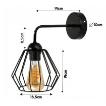 BERGE Nástenná lampa 1x E27 LOFT edison LED nad zrkadlo, drôtená guľa