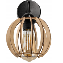 BERGE Nástenná lampa 1x E27 LOFT edison LED nástenné svietidlo nad zrkadlo, drevené